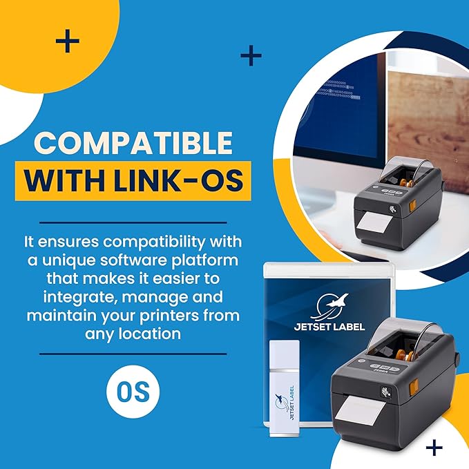 Zebra ZD411 (Zebra ZD410 Replacement) Direct Thermal Zebra Label Printer | 203 DPI | ZD4A022-D01M00EZ | USB, USB Host, Modular Connectivity Slot, BTLE5, EZPL | 2 in Width | Includes Jetset Software