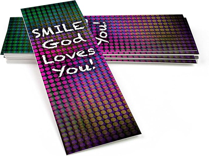 Children and Youth Bookmark, Smile God Loves You, John 16:27, Pack of 25, Handouts for Classroom, Sunday School, and Bible Study