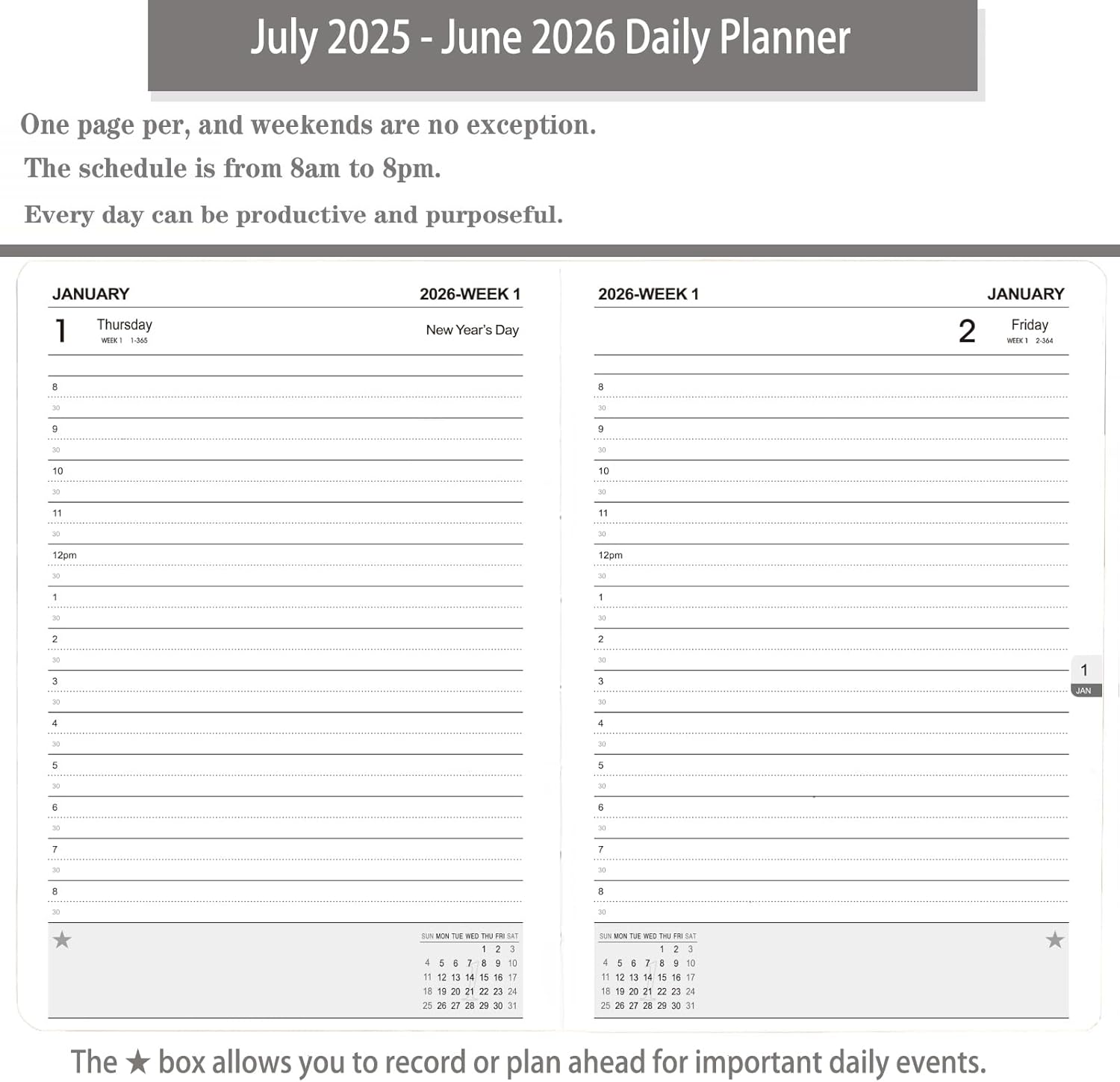 2025-2026 Daily Planner, One Page Per Day, Academic Calendar (July 2025 - June 2026), Appointment Book with Time Slots and Monthly Tabs, 5.7" x 8.25", Pocket, Leather Cove (Chartreuse)