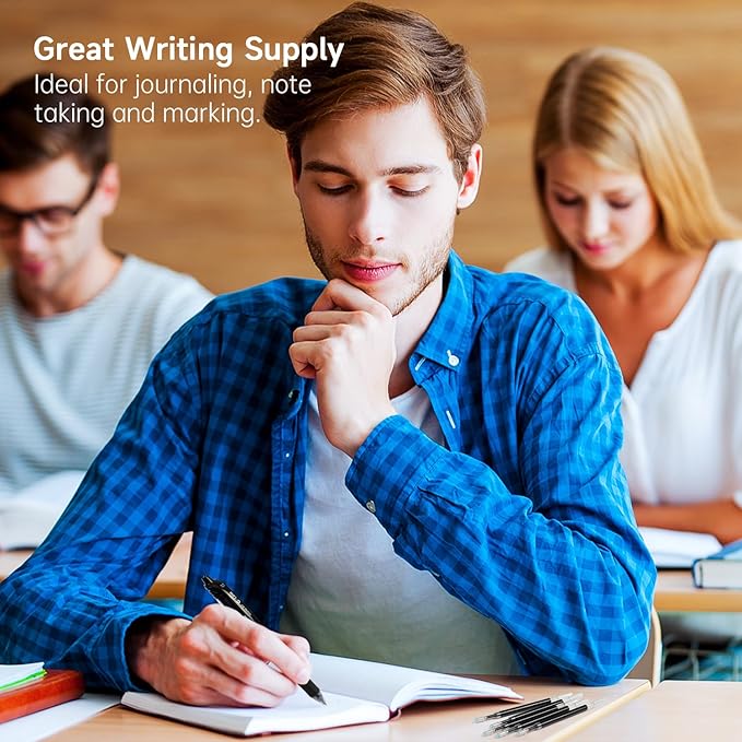 Retractable Gel Pen Refills, Shuttle Art 30 Pack Black Rollerball Gel Ink Pens Refills, Bulk Set, 0.7mm Fine Point for Writing Journaling Taking Notes School Office Home