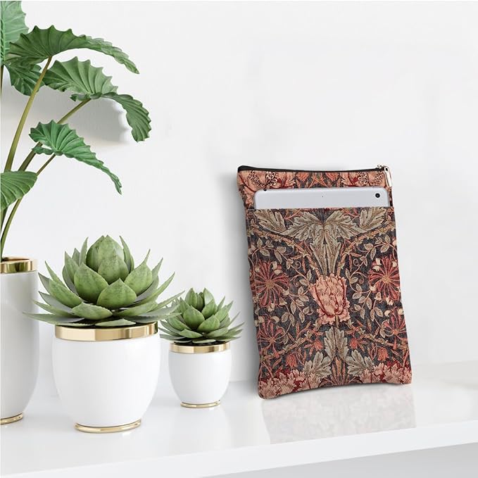 Vintage Flower Book Sleeve Book Lovers Gifts Autumn Style Waterproof Book Cover Book Accessories Book Covers for Paperbacks Book Pouch Book Protector with Front Pocket for Women Girls Readers Coworker