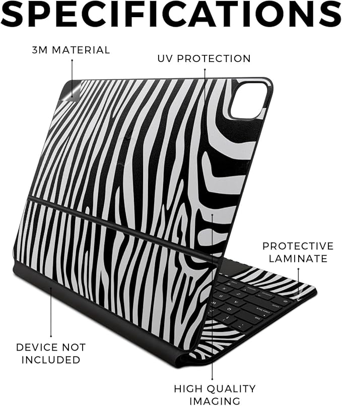 Skin Compatible with Apple Magic Keyboard for iPad Air 13-inch (M2) 2024 - Black Zebra - Premium 3M Vinyl Protective Wrap Decal Cover - Easy to Apply | Crafted in The USA by MightySkins