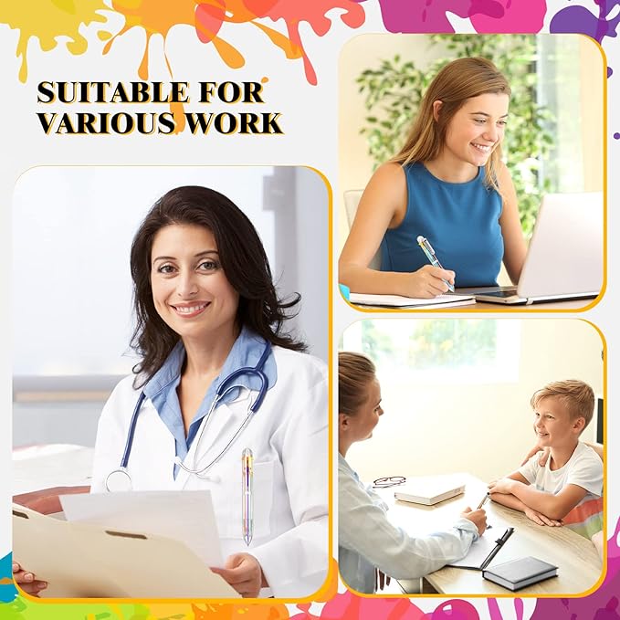 Handepo 150 Pcs 6 in 1 Multicolor Ballpoint Pen Bulk 0.5 mm 6 Color Retractable Ballpoint Pack Colorful Ink Rainbow Pen Supplies Party Favors for Office School Teacher Gift Carnival Reward