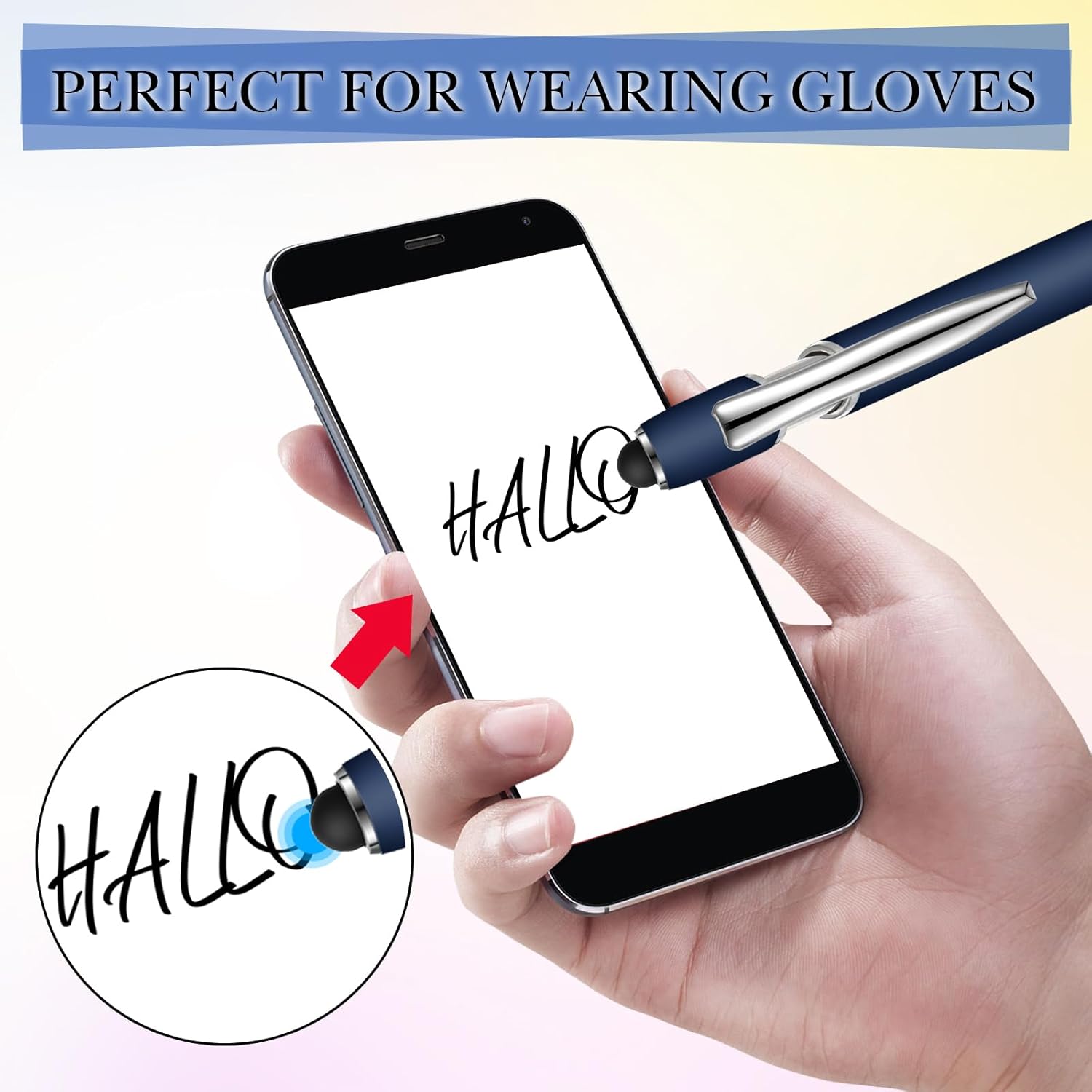 Zonon 38 Pieces Rubberized Ballpoint Pen with Stylus Tip Stylish Metal Pen Capacitive Styli with Soft Rubberized Grip, Black Ink for Most Devices (Blue Series)