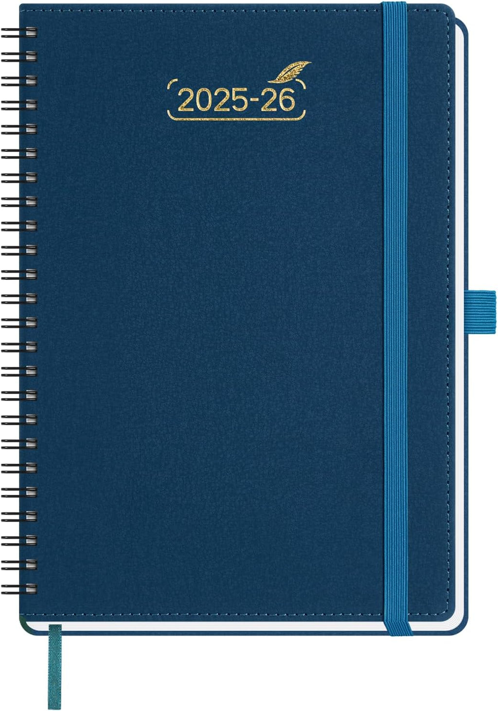 BEZEND Weekly Planner 2025-2026 with 2 Columns, 5.8" x 8.5" Academic Calendar 18 Months (Jul 25-Dec 26) Life Work Appointment Book with Monthly Tab, PU Leather Softcover Spiral - Prussian Blue