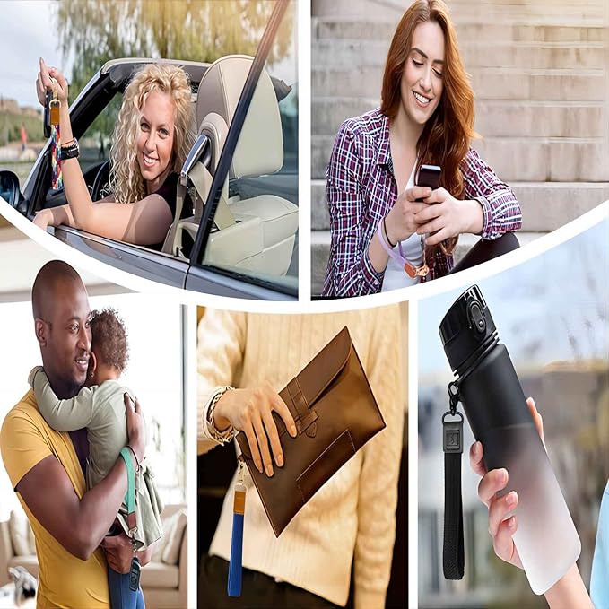 Fishent Stretchy Wristlet Keychain,Braided Cute Wrist Lanyards for Keys, Key Chain Holder for Women Men, Wrist Strap Keychain for Car Keys Phone Camera Wallet ID Badges Card (Lake Blue)