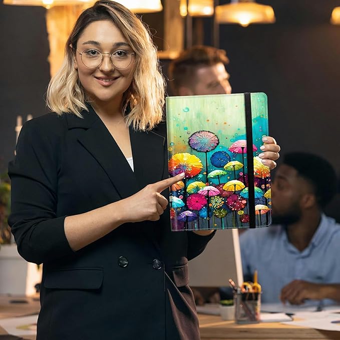 Padfolio Folder with Clipboard,Portfolios Organizer Clipboards with Storage Clipboard Writing Pad PU Leather Conference Document Organizer with Business Card Holder,Colorful Dandelion