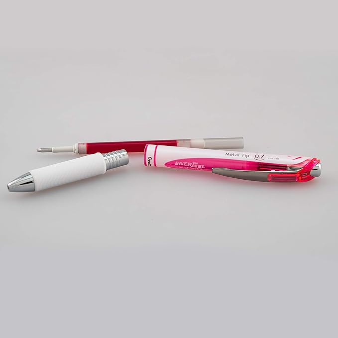 Pentel Pink BCA EnerGel Pearl RTX Retractable Gel Pen, 0.7mm (BL77WBP2PP)