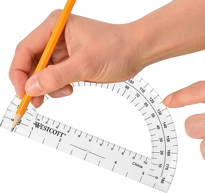 Westcott 6-Inch Plastic 180 Degree Protractor, Clear