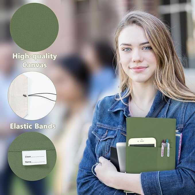 Canvas Book Covers, Washable Book Protector, Book Cover for Paperback Novels, Adjustable Book Cover for Hardcover with Pockets for Pen, Soft Cover Books, Book Lovers Gifts