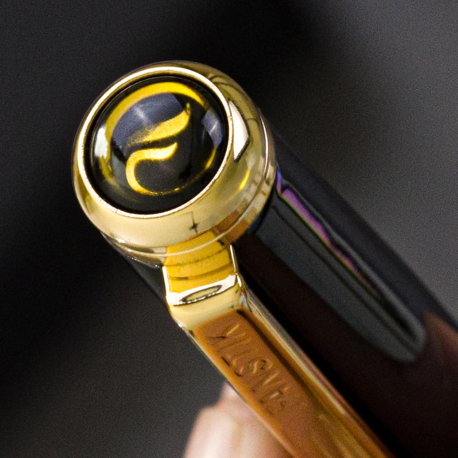 Customized Black & Gold Luxury fountain pen (Made In USA) fancy gift set for women, Real 24K Gold Plating, Professional executive pen gift set for men (Lux Custom-fountain Black-Gold)