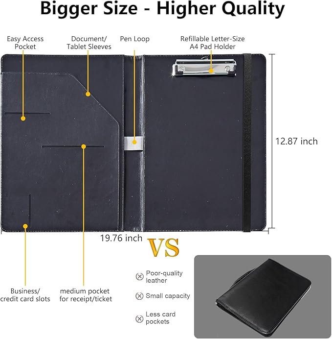 Gaming Controllersca PU Leather Padfolio Clipboard Notepad with Pen Loop and Elastic Strap Interview/Resume Document Organizer for Business School Office