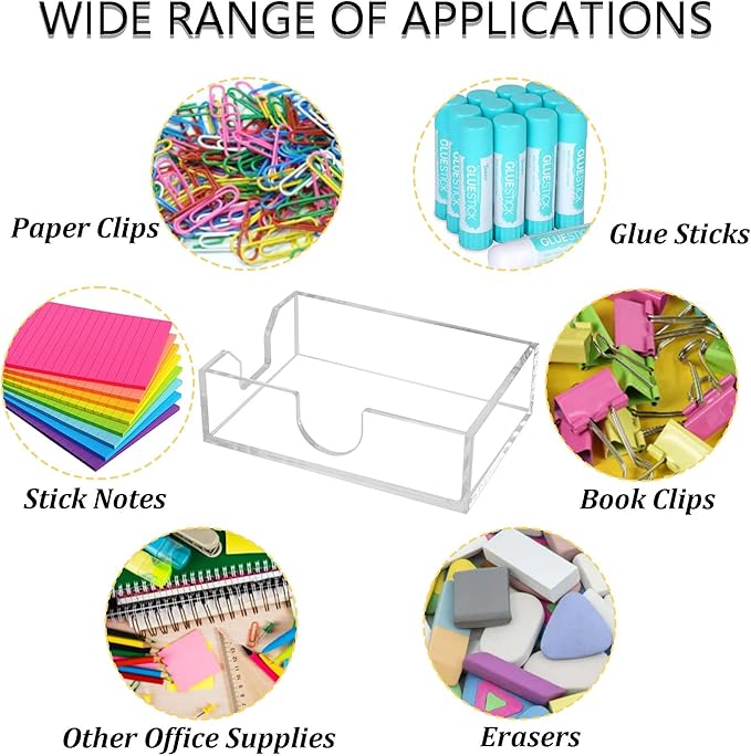 4x6 Acrylic Memo Holder with Sticky Notes for Desk, Clear Sticky Note Dispenser with Adhesive Notepad, 4x6 Acrylic Notepad Holder Desk Organizer for Office Home School (DP027)