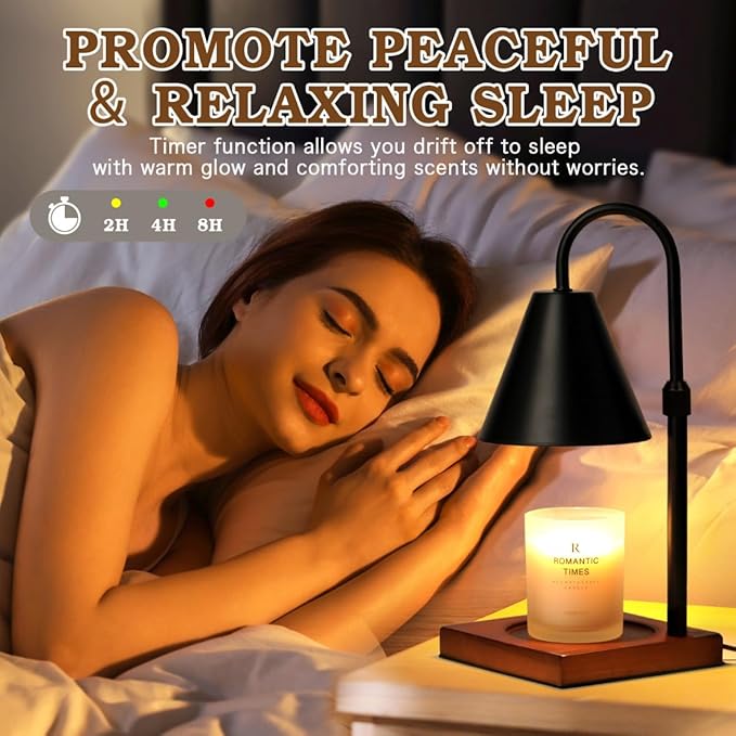 Modern Candle Warmer Lamp with Timer, Dimmable Candle Lamp Warmer, Birthday Gifts for Women, Black Lamp Candle Warmer Gifts for Mom, Adjustable Candle Light Warmer, Cozy Living Room Bedroom Home Decor