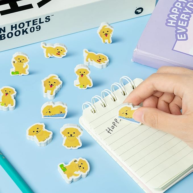 CJiangpo 60Pcs Golden Retriever Mini Eraser for Kids Bulk - Cute Cartoon Pencil Rubber Eraser Novelty 3D Desk Puzzle Rubbers Dog Birthday Party Favors Filler Kids Back to School Classroom Prizes Gifts