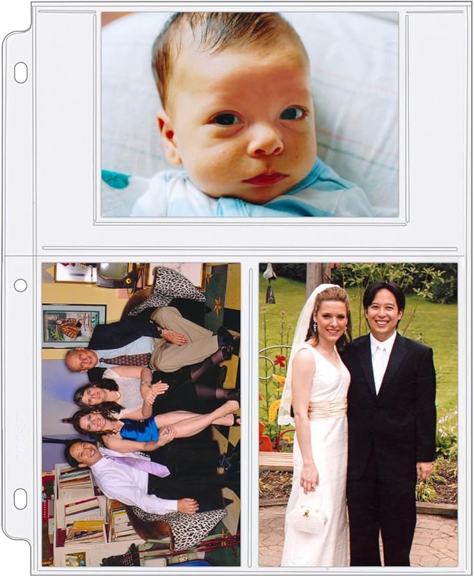 StoreSMART - Photo/Postcard Page for 3-Ring Binders - Archival-Safe Plastic - Three 4" x 6" Pocket - Holds six Photos/Postcards - 300-Pack - LC46-300