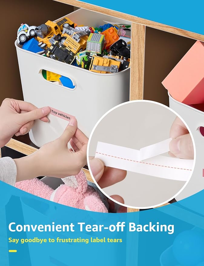 MakeID Label Maker Tape - Self-Adhesive Sticker Label Tape Refill Compatible with MakeID L1 Q1 Label Machine - Waterproof 6-Layer Laminated Film, Split-Back Design, 0.63"x13' (16mm x 4m)