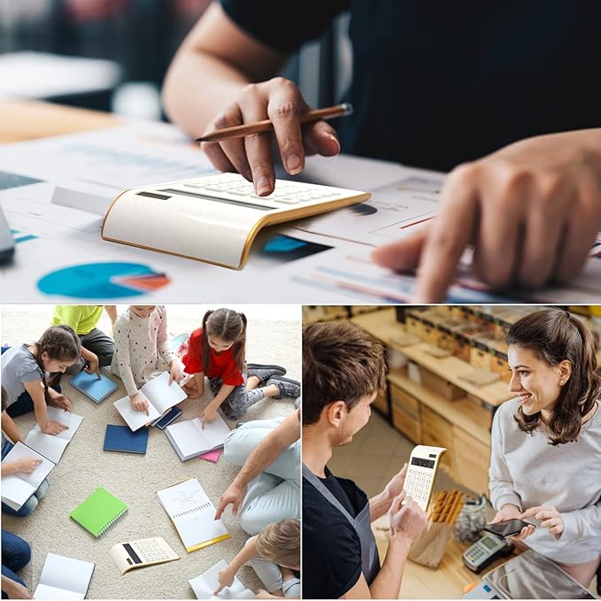 Calculator, 10 Digits Solar Battery Basic, Dual Powered Desktop Calculator, Tilted LCD Display, Inclined Design Slim Desk Calculator by Sportsvoutdoors (White)