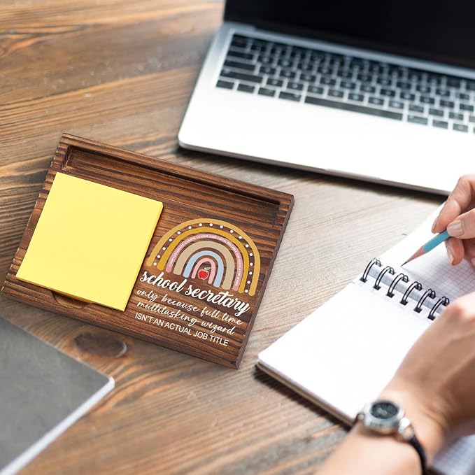 School Secretary Appreciation Gifts, Thank You Gifts for Secretary School Office Assistant Principal Staff Worker School Admin, School Secretary Gift Desk Self-Stick Note Pad Holders TZP05