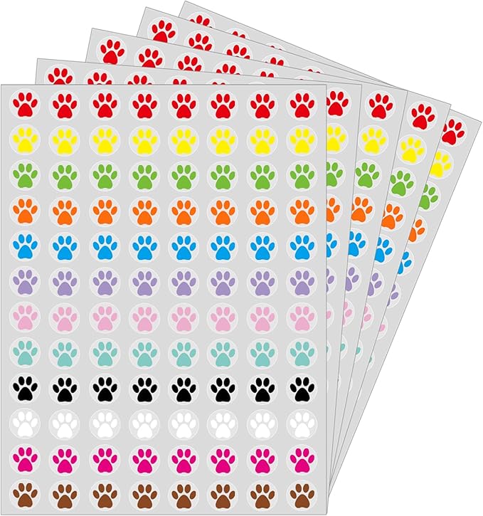 0.5 Inch Multicolor Paw Print Stickers,Self Adhesive for Scrapbooking/Kid DIY Arts Crafts/Reward Stickers Teachers Stickers