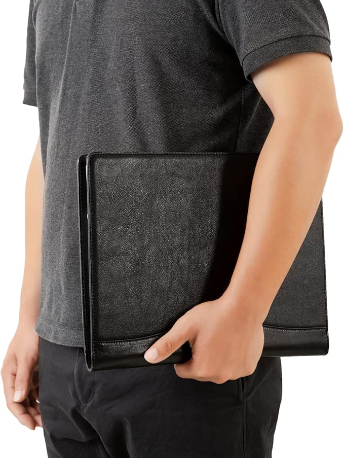 Personalized Leather Portfolio for Lefty, Engraved Leather Notepad Portfolio Binder, Custom Leather Legal Pad Padfolio, Christmas Gift for His/Her (Notepad, Black-Custom)