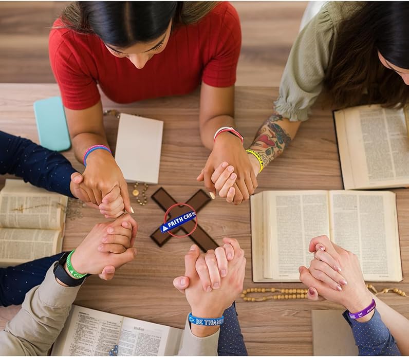 QEERBSIN Bible Bracelets Rubber Verse Bracelets Inspirational Silicone Wristbands Colored Bible Quote Rubber Wristbands for Women Men Teen Gifts, 20 Styles