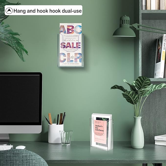 zavekia Brochure Holder, 4 x 6 Inches Brochure Holder Wall Mount Literature Holder Clear Flyer Holder Wall Mounted (10 pack)