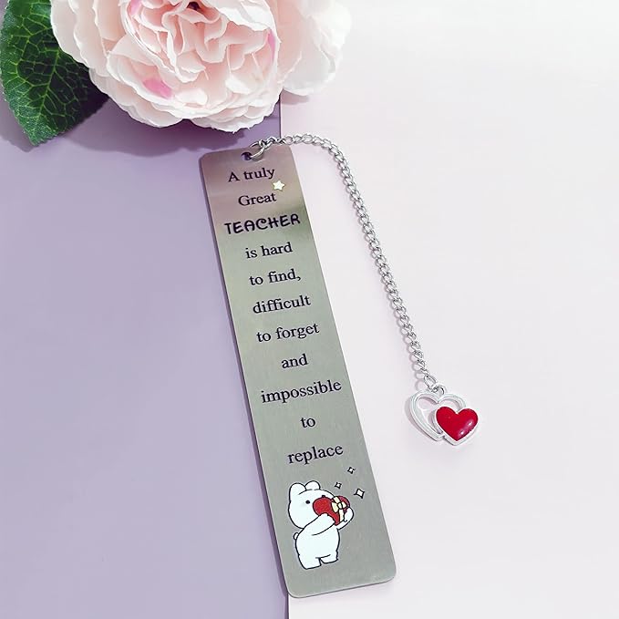 2PC Teacher Bookmarks Teacher's Day Appreciate Gift Man Bookmark Thank You Keepsake Birthday Present Retirement Appreciate Christmas Thanksgiving Women Accessory A Truly Great Teacher is Hard to Find