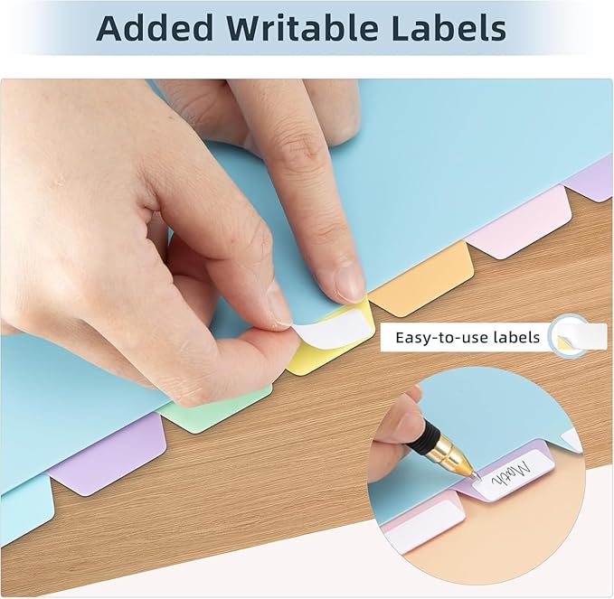 24Pcs/3 Sets Binder Dividers for 3 Ring Binder,8 Tab Plastic Dividers with Tabs, Pastel Color File Dividers, Notebook Dividers for School, Office