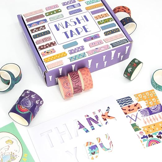 Mooker 36 Rolls Washi Tape Set - Decorative Adhesive Tape, Colored Masking Tape for DIY Crafts, Bullet Journaling, Gift Wrapping, Scrapbooking Supplies, Party Decorations and Arts