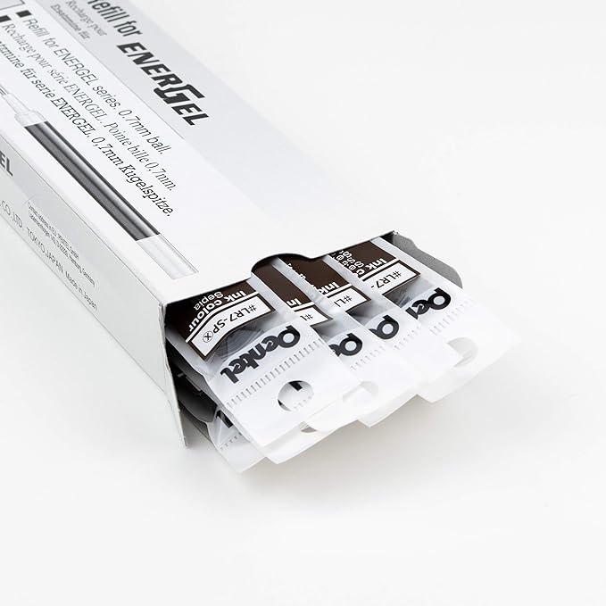 Pentel Refill Ink - For EnerGel Gel Pen, 0.7mm Metal Tip, Medium, Sepia Ink, 12 pack (LR7-SP)