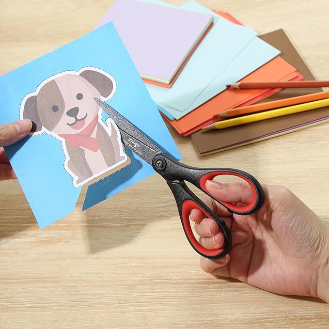 LIVINGO 3 Pack Titanium Scissors All Purpose - Non Stick Stainless Steel Sharp Scissors Set Heavy Duty for Office School Sewing Crafting Cutting Fabric Paper, Comfortable Grip, 5”, 7” & 8”