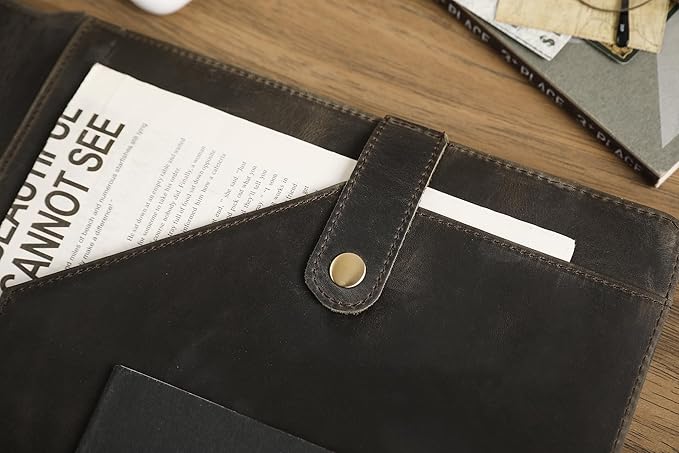 Personalized Leather Padfolio for Lefty, Business Portfolio Binder with Notepad Holder, Legal Pad Portfolio Folder for Men/Women - Grey