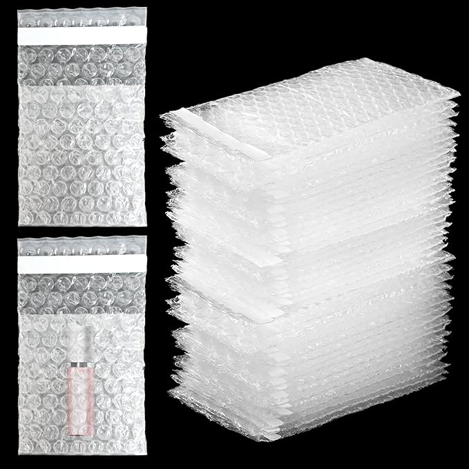 350 Pcs Clear Self Sealing Bubble Bags Plastic Thickening Cushion Packing Bags Double Wall Bubble Pouch Bag Shockproof Pack Protective Bags for Small Business Packing Shipping Storage (3.35" X 4")