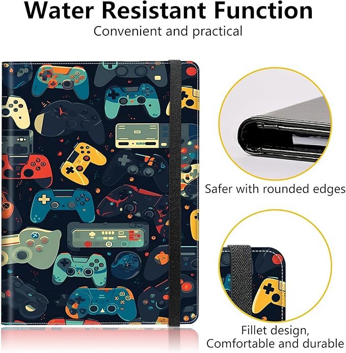 Gaming Controllersca PU Leather Padfolio Clipboard Notepad with Pen Loop and Elastic Strap Interview/Resume Document Organizer for Business School Office