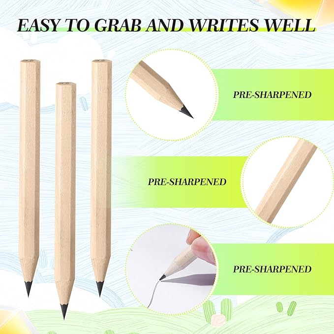 Yexiya Golf Pencils Bulk Half 2 HB 3.5 Pre Sharpened Hexagonal Yellow Wood Mini Pencils for Kids School Classroom Baby Shower Bridal Wedding Office Supplies(80 Pcs)