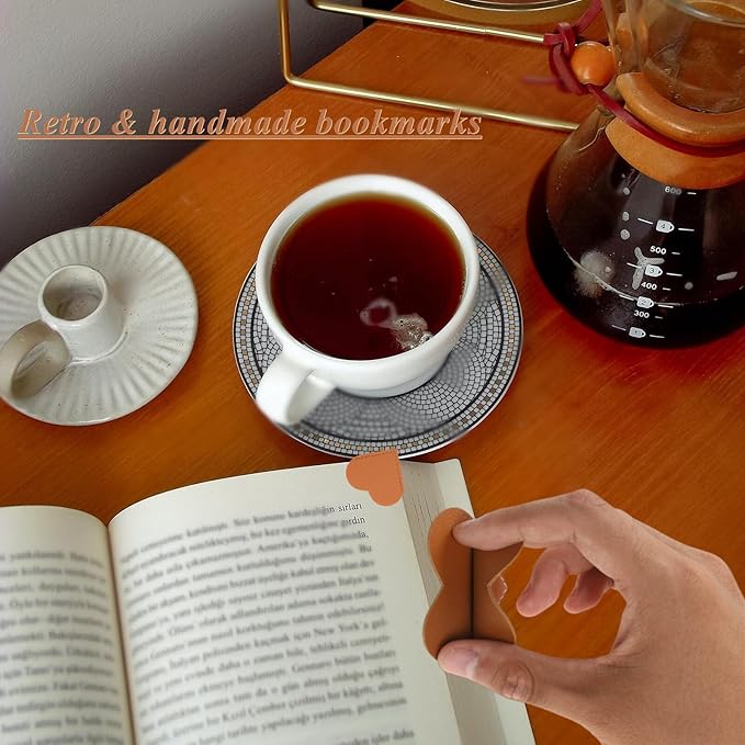 Leather Loveheart Bookmark,7pcs Page Corner Marks Reading Book Marker Book Reading Christmas Gift for Book Lovers