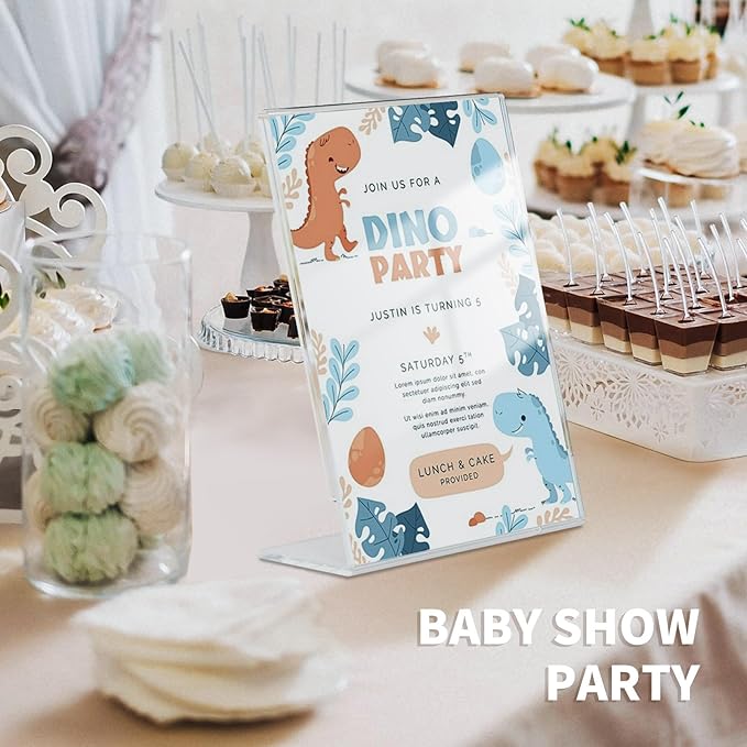 NIUBEE 6Pack 8.5x11 Acrylic Sign Holder with Vertical Slanted Back, Clear Plastic Sign Stand Frames, Flyer Document Paper Display Stand for Office Desktop