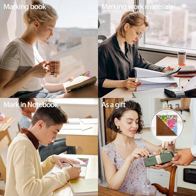 Personalized Leather Bookmarks, Fun & Cute Book Accessories for Reading Lovers, Unbreakable Page Markers for Women Men Girls Boys Student Teacher Kids Retirement Birthday Gifts (Beautiful Flowers)