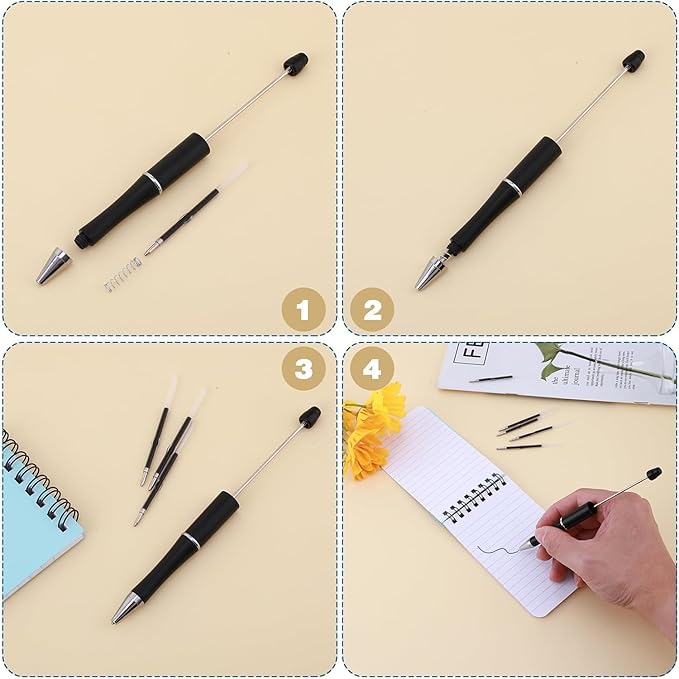 Retractable Ballpoint Pen Refills 30 Pieces 1mm, 4.2 Inch Black Ink Refills Smooth Writing for Click Pens Journal Writing, School and Office Suppliers