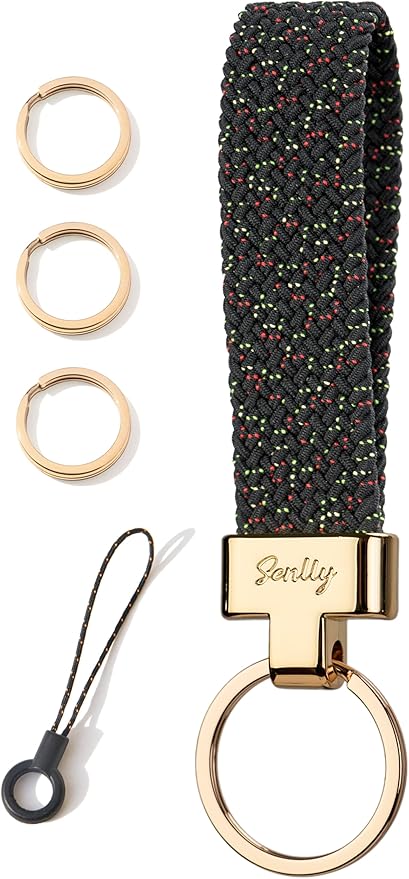 SENLLY Car Keychain, Stretchy Key Holder, Original Elastic Anti-Drop Design Finger Lanyard Strap
