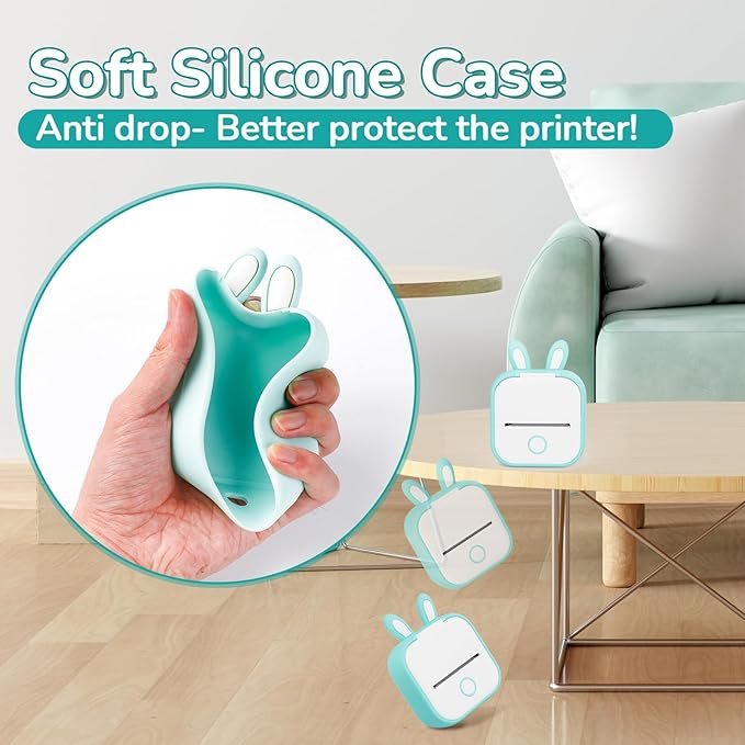 Phomemo T02 Protective Case Green- Compatible with T02 Mini Printer, Adorably Unique Design Flexible Protective Case for Gift