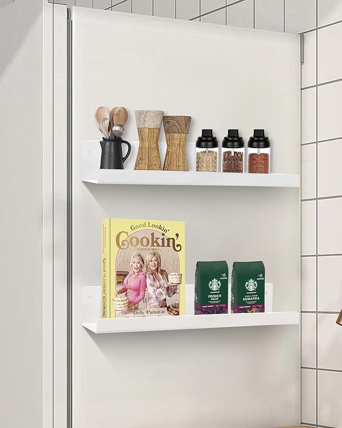 Magnetic Book Shelf for Whiteboard, Reusable Metal Magnetic Bookshelves with Strong Adsorption Capacity, 2-Pack 17'' for Classroom Whiteboard Office & Fridge Storage, Holds up to 12.5 lbs