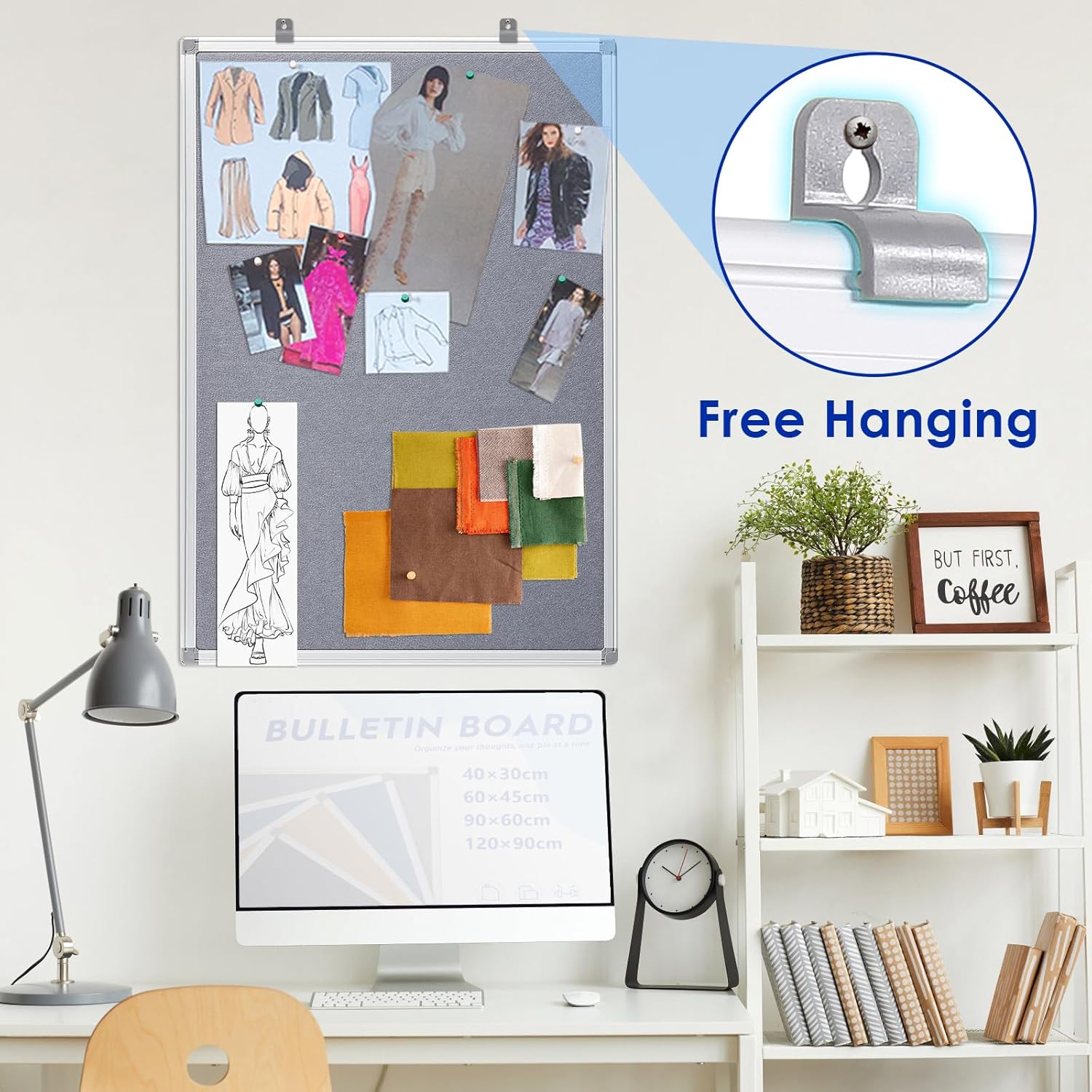 Felt Bulletin Board 24x18inches Photo Picture Display Board Wall Hanging Notice Board with Push Pins