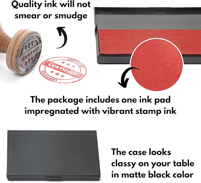 Ink Pad for Rubber Stamps, Stamp Pad for Clear Impression Stamping, Quality Felt Pad Black Ink, Red Ink, Blue Ink (Red, M (2.7 * 4.3))