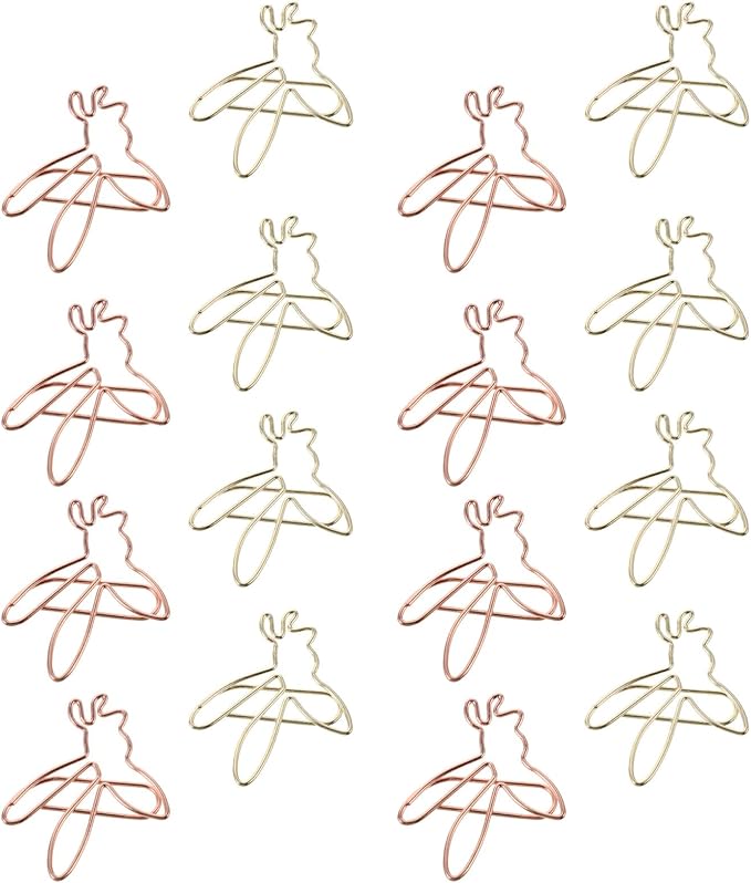 NUOBESTY Decorative File Folders 20pcs Cute Paper Clips Metal Bee Shape Journaling Paper Clamp Binder Clips Scrapbooking Bookmarks for Office Supplies Wedding Invitations Crafts 3.7cm