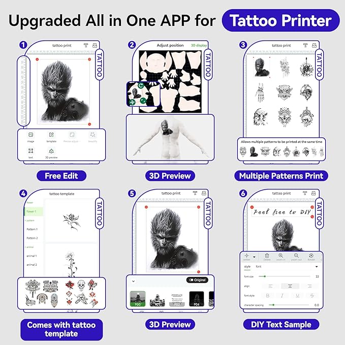 P90-Pino Wireless Tattoo Stencil Printer - Black with Elegant Piano-Inspired Design