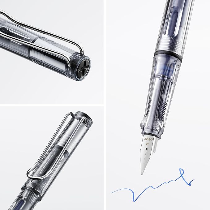 LAMY safari vista - Fountain Pen with ergonomic grip & polished Left-Handed steel nib (LH) in size M - ideal for any Writing & Calligraphy - including LAMY T 10 blue cartridge