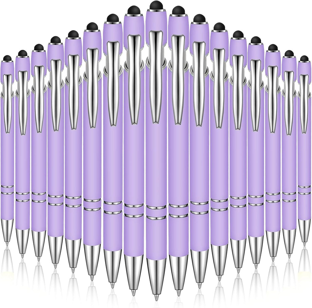 Zonon 38 Pieces Rubberized Ballpoint Pen with Stylus Tip Stylish Metal Pen Capacitive Styli with Soft Rubberized Grip, Black Ink for Most Devices(Purple)