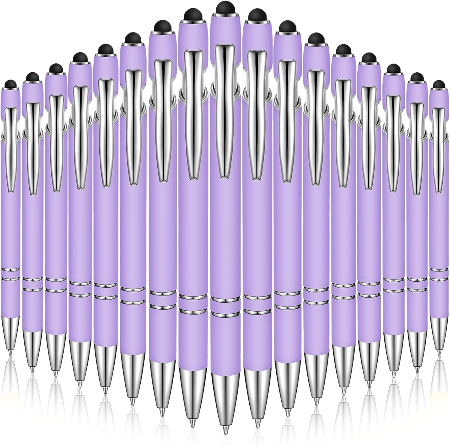 Zonon 38 Pieces Rubberized Ballpoint Pen with Stylus Tip Stylish Metal Pen Capacitive Styli with Soft Rubberized Grip, Black Ink for Most Devices(Purple)